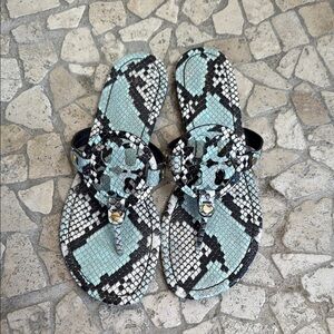 Tory Burch Miller Sandles Stylish Snakeskin Pattern Sandals